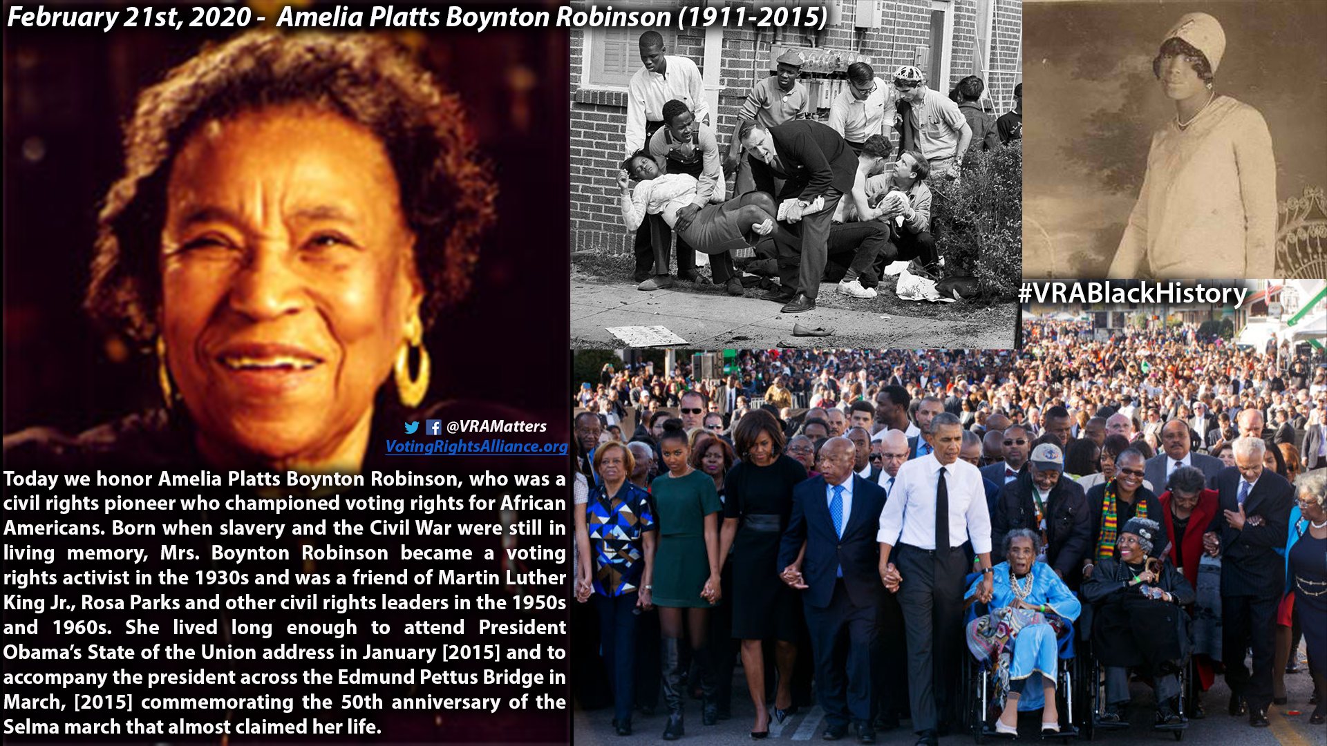 February 21 - Amelia Platts Boynton Robinson (1911-2015)