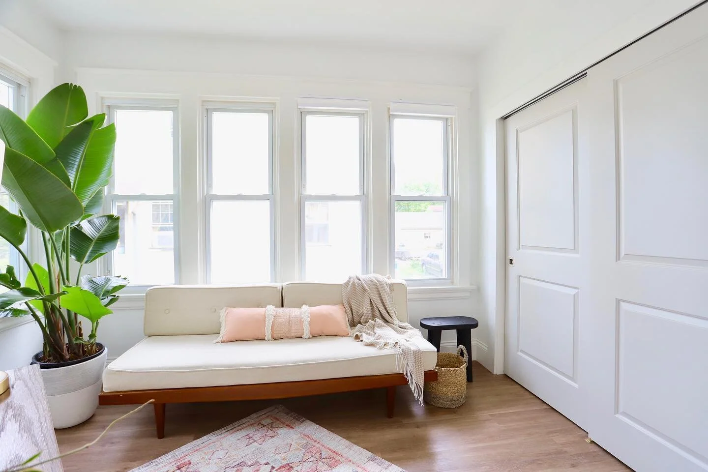 If you swipe you&rsquo;ll see the before entry into this &ldquo;bedroom&rdquo; at #thecozycornercottage. You&rsquo;ll also see how it originally was a sunroom, with a wide doorway someone framed in to make a door, located directly off the living room