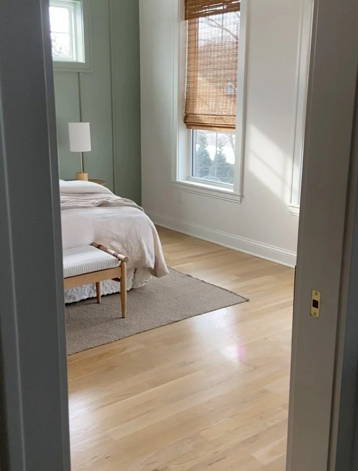 Throwback to the new construction townhomes I designed for @light__homes a couple years ago. While it&rsquo;s not a hard and fast rule, I always prefer when an ensuite bathroom relates visually to the attached bedroom like you see here in the color s