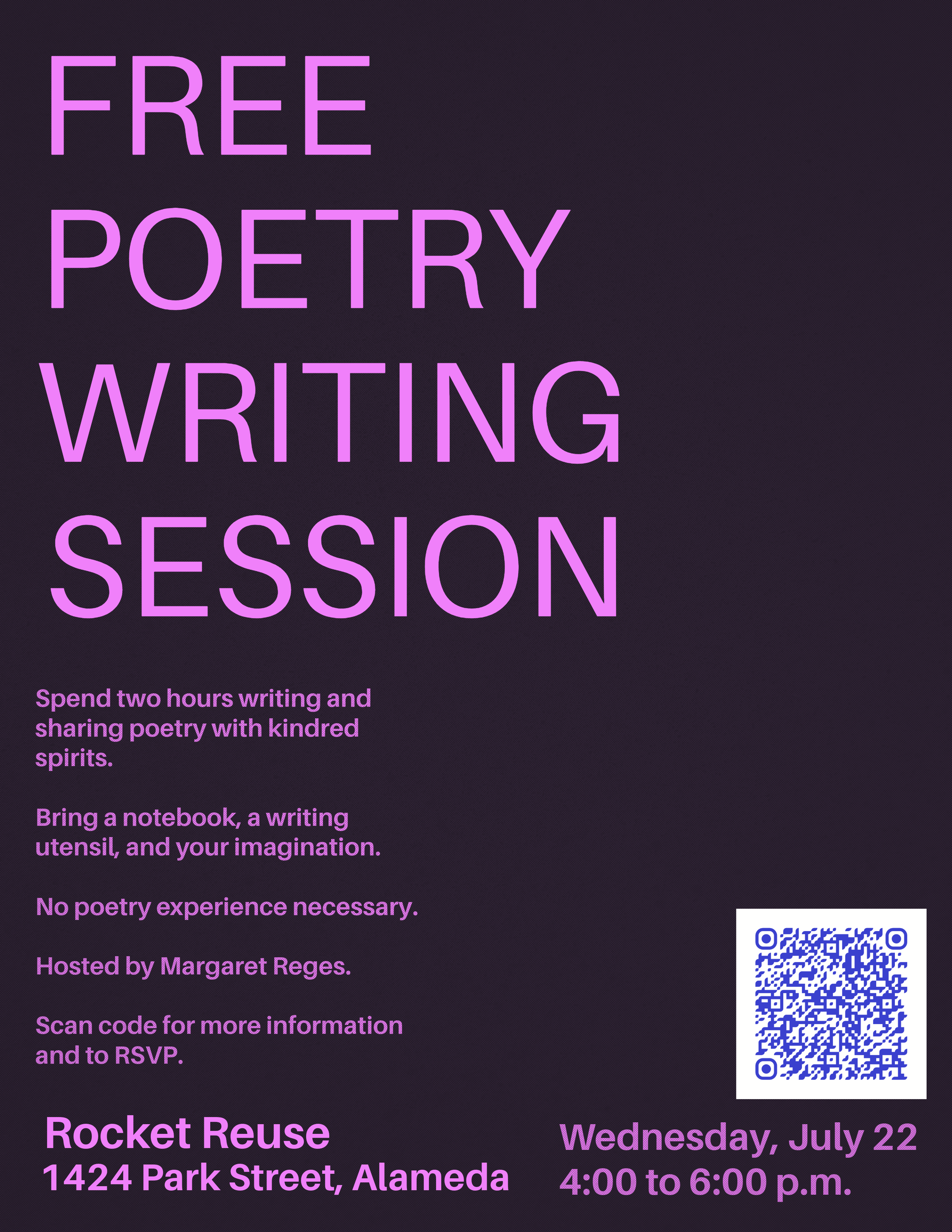 Free Poetry Writing Session at Rocket Reuse! 