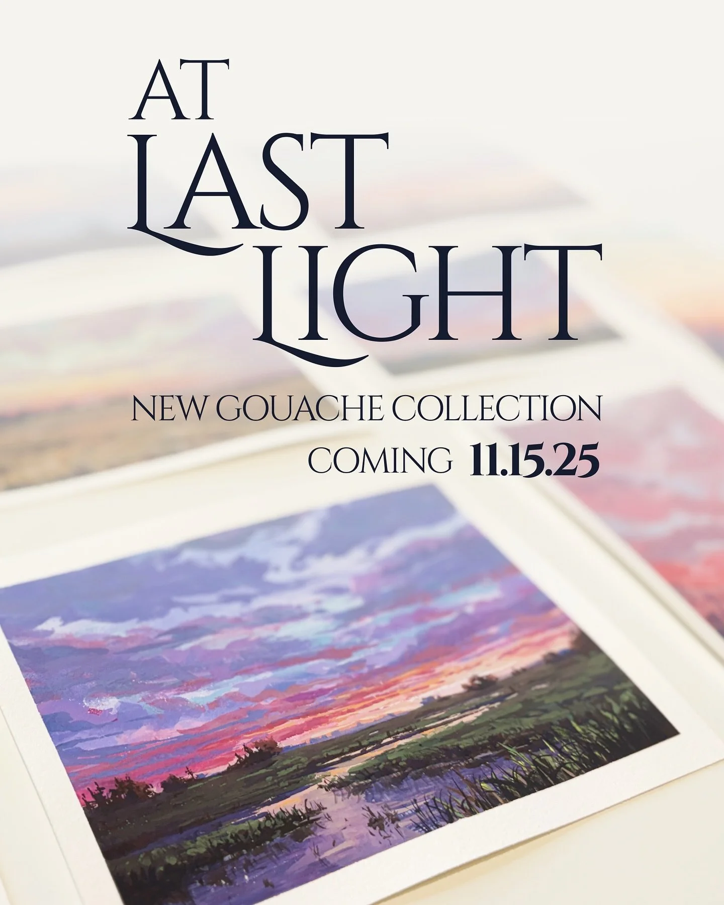 Twelve small reflections on the light that lingers at the end of a day. 

Excited for this one. As always, newsletter subscribers will get first dibs.

#artforyourhome #artist #gouache #landscapeart #midwestart #sunsetskies