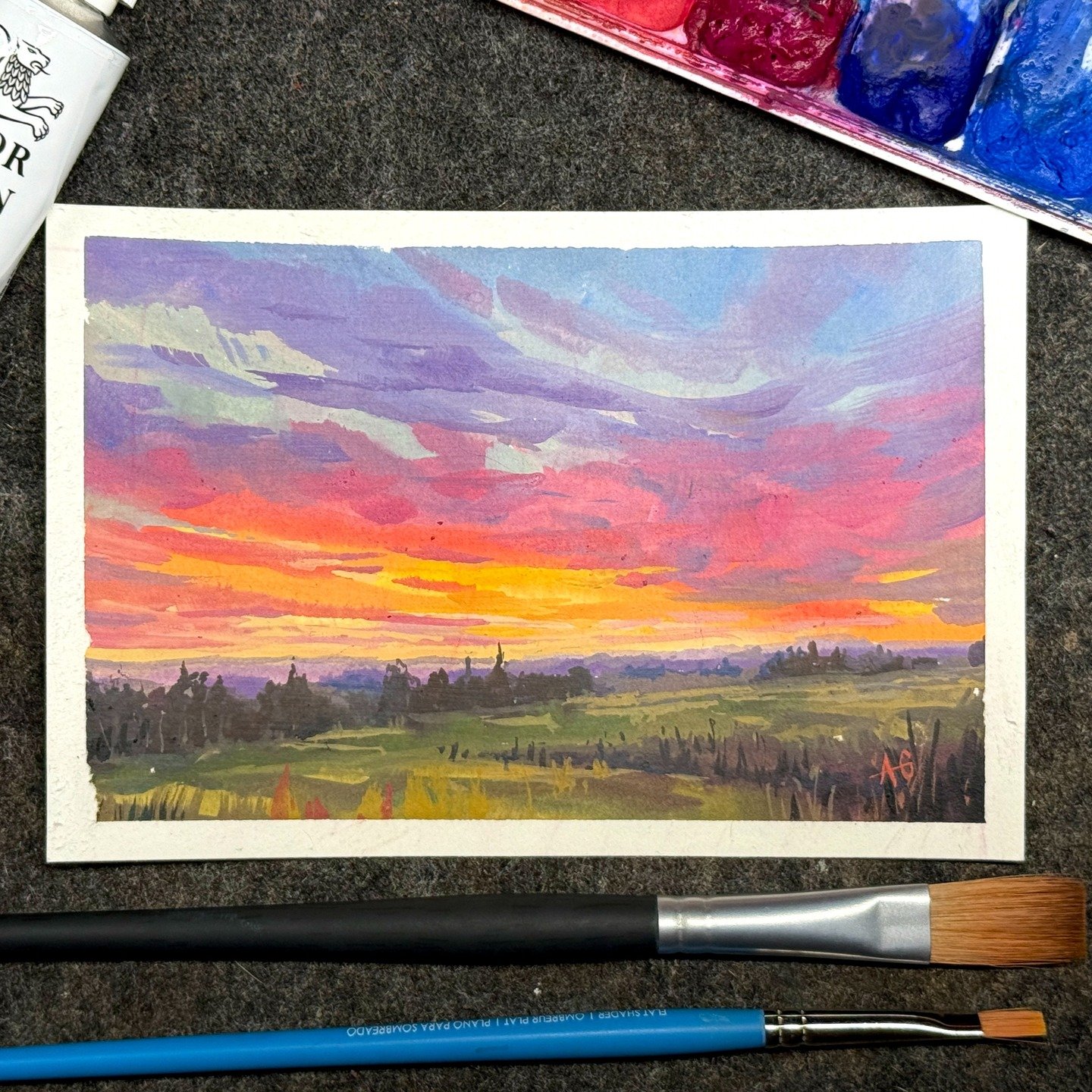 We&rsquo;ll be stoppin&rsquo; soon. Let me know if ya need anything from inside the station.

-
Take the Long Way 'Round
4x6 gouache on paper.
Available on my site

#gouache #sunset #wisconsinart #wisconsinartist #midwest #midwestlife #upnorth