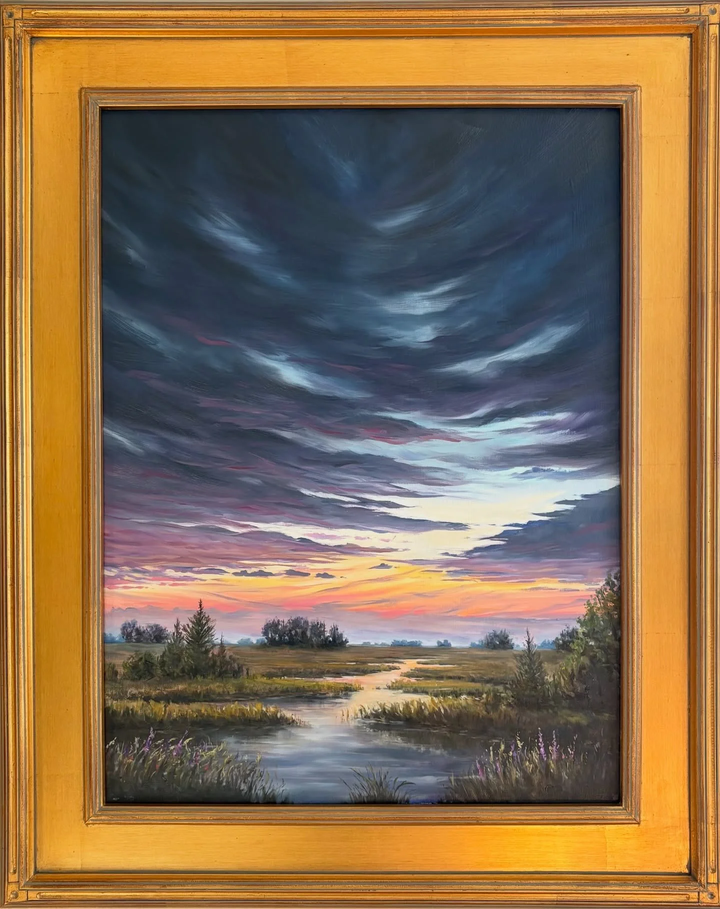 Seeing this painting in its new frame is giving me all the feels. Did a real slight rework of the atmosphere and now this piece is singin&rsquo;!

-

At Day&rsquo;s End
18x24 Oil on Canvas
2025
Available