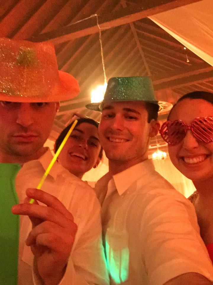 All Colombian weddings have a themed "Crazy Hour". This wedding had a Carnaval Troupe perform during the reception (around 3AM). They sang and danced, and brought party favors and glow sticks to liven things up!
