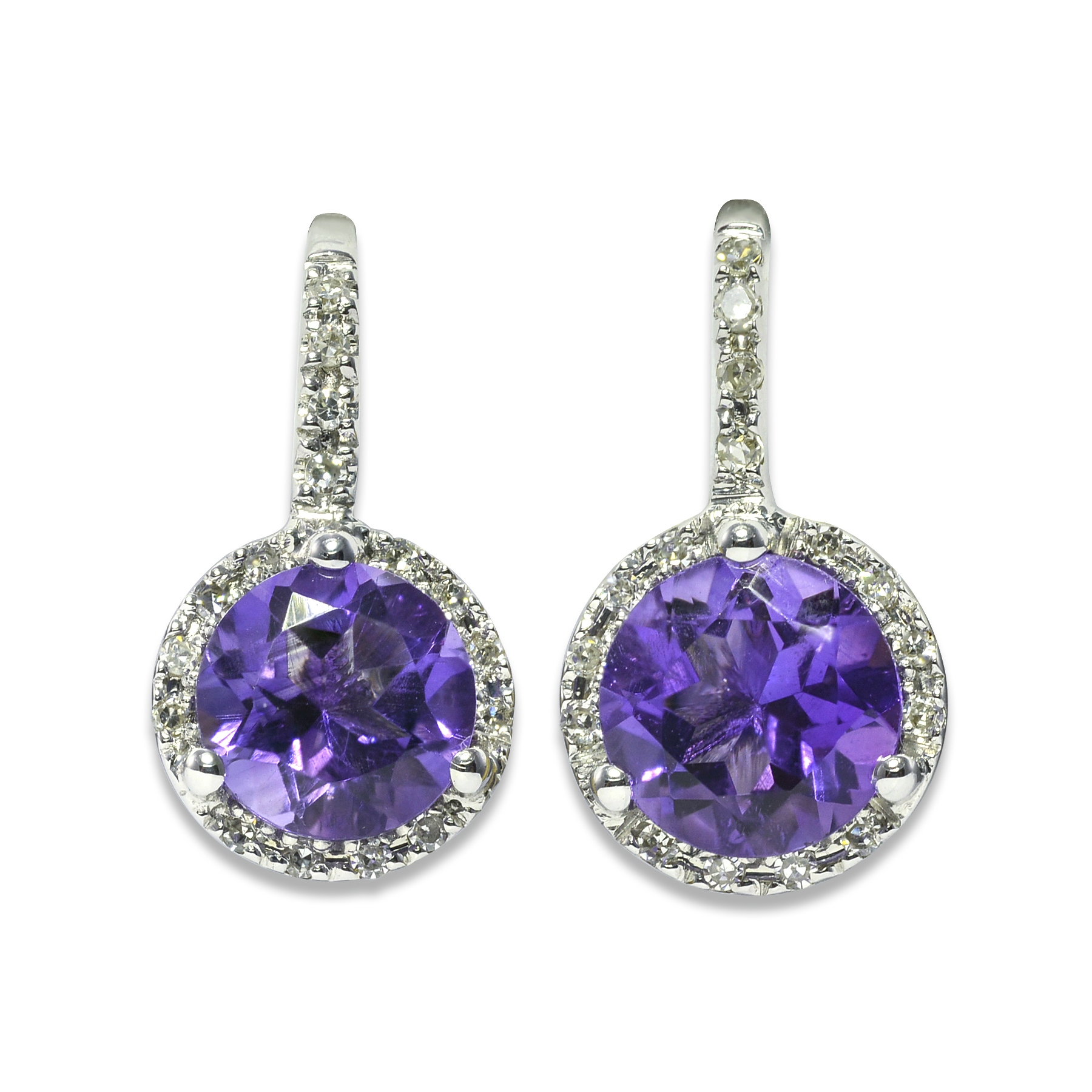 1.50 Carat TW Amethyst and Diamond Earrings in Yellow Gold