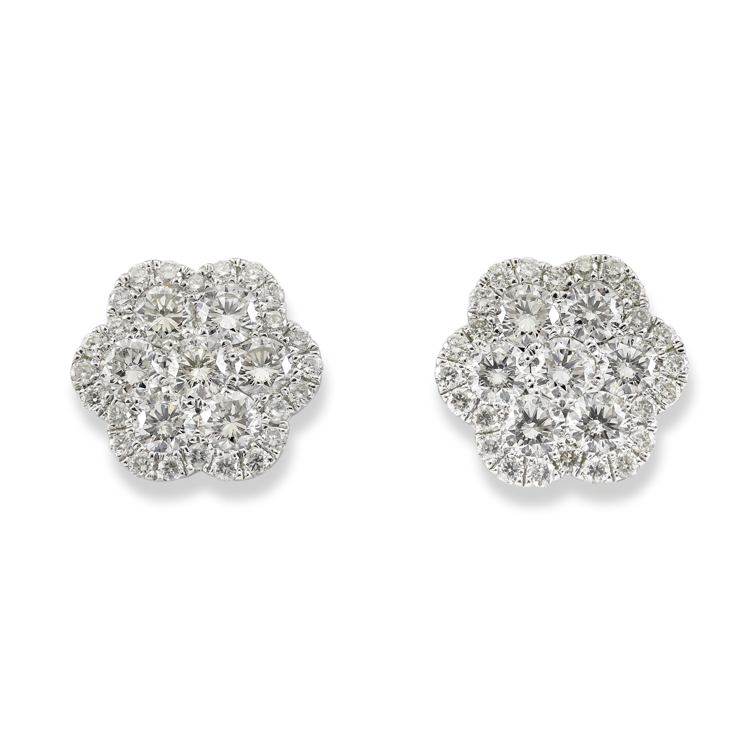 Poppy Flower Button Diamond Earrings