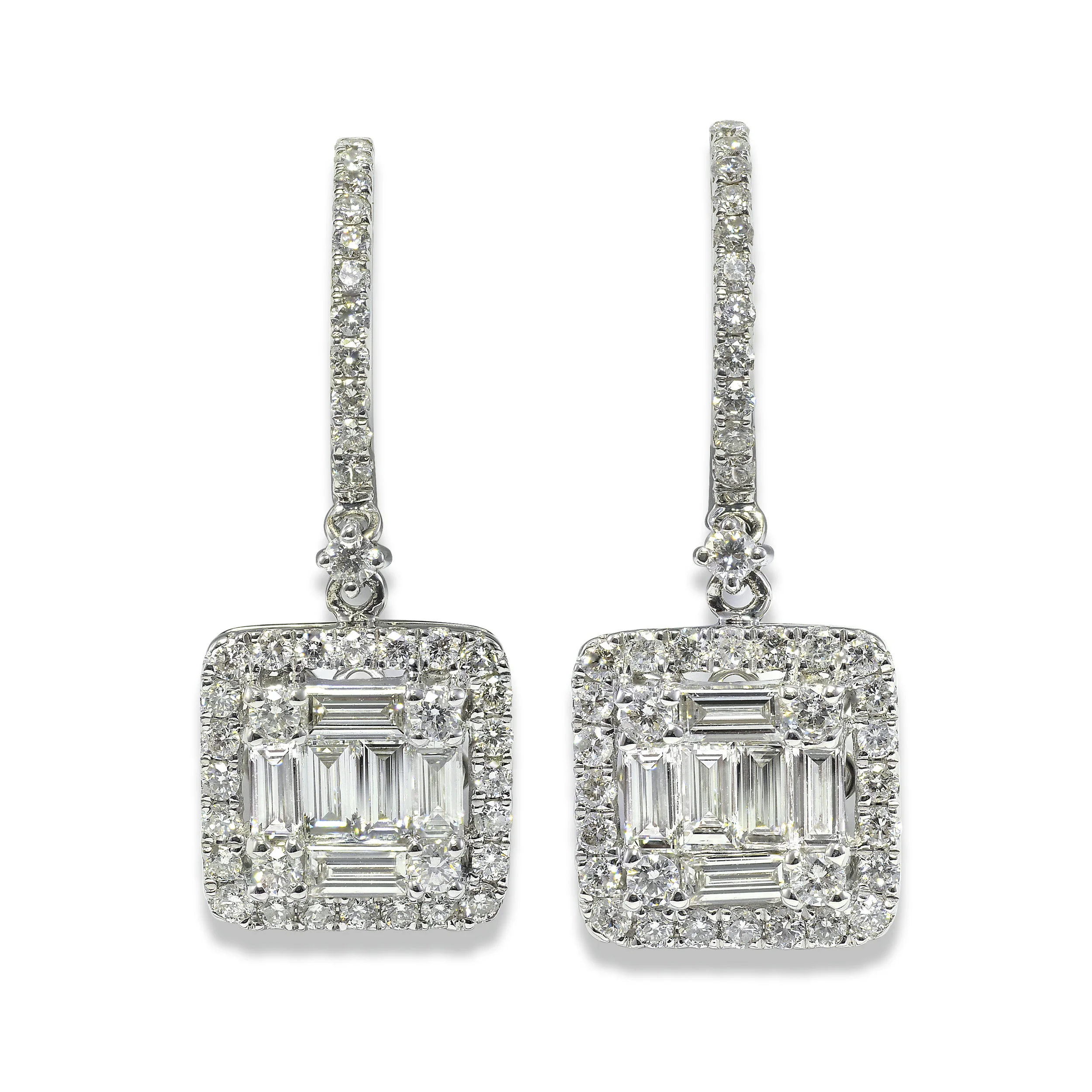 Carrie Baguette Diamond Drop Earrings