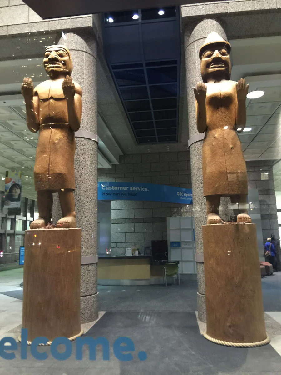 Welcome poles at BC Hydro: Credit: J. Price