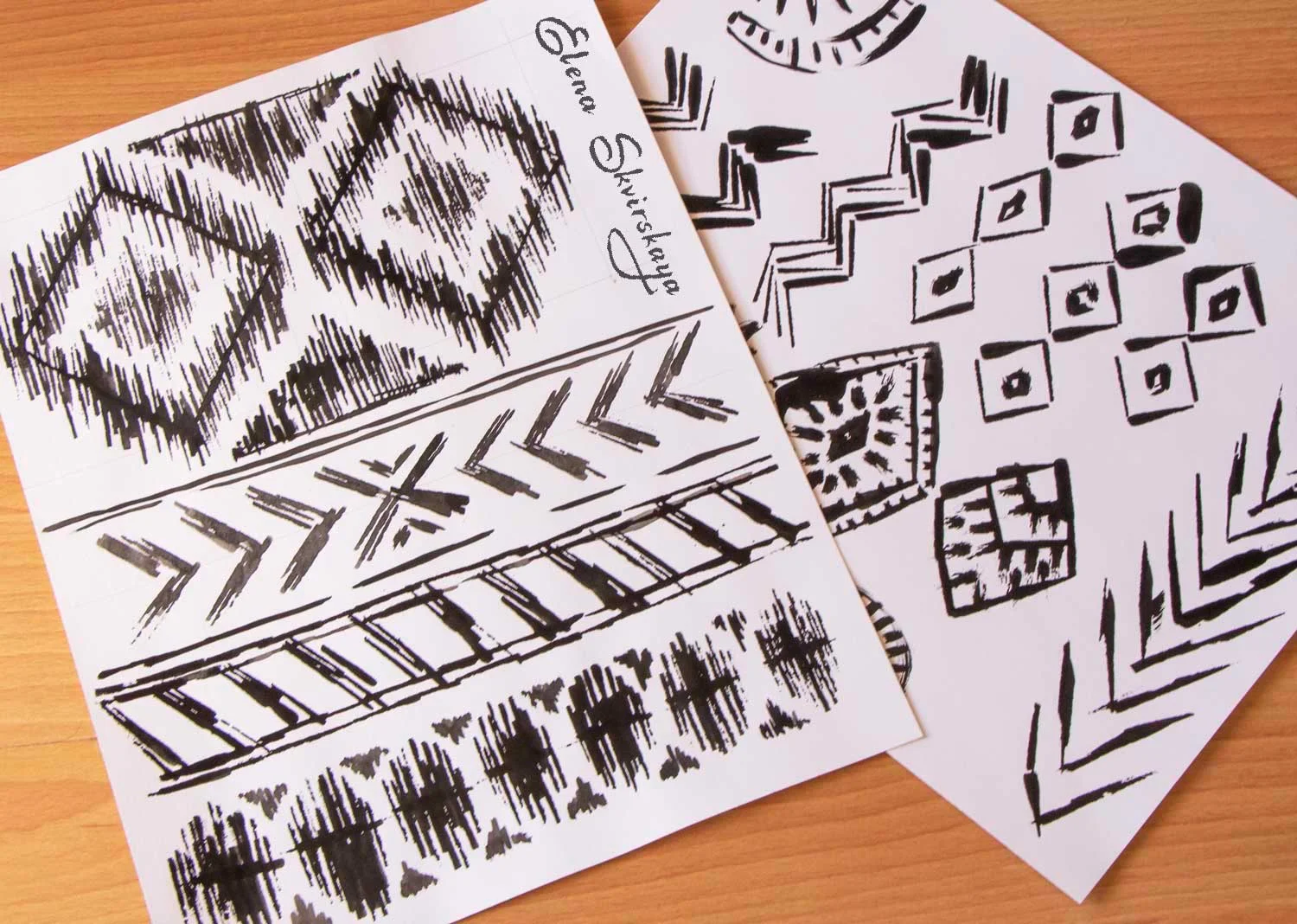 geometric sketch for an Aztec inspired textile design