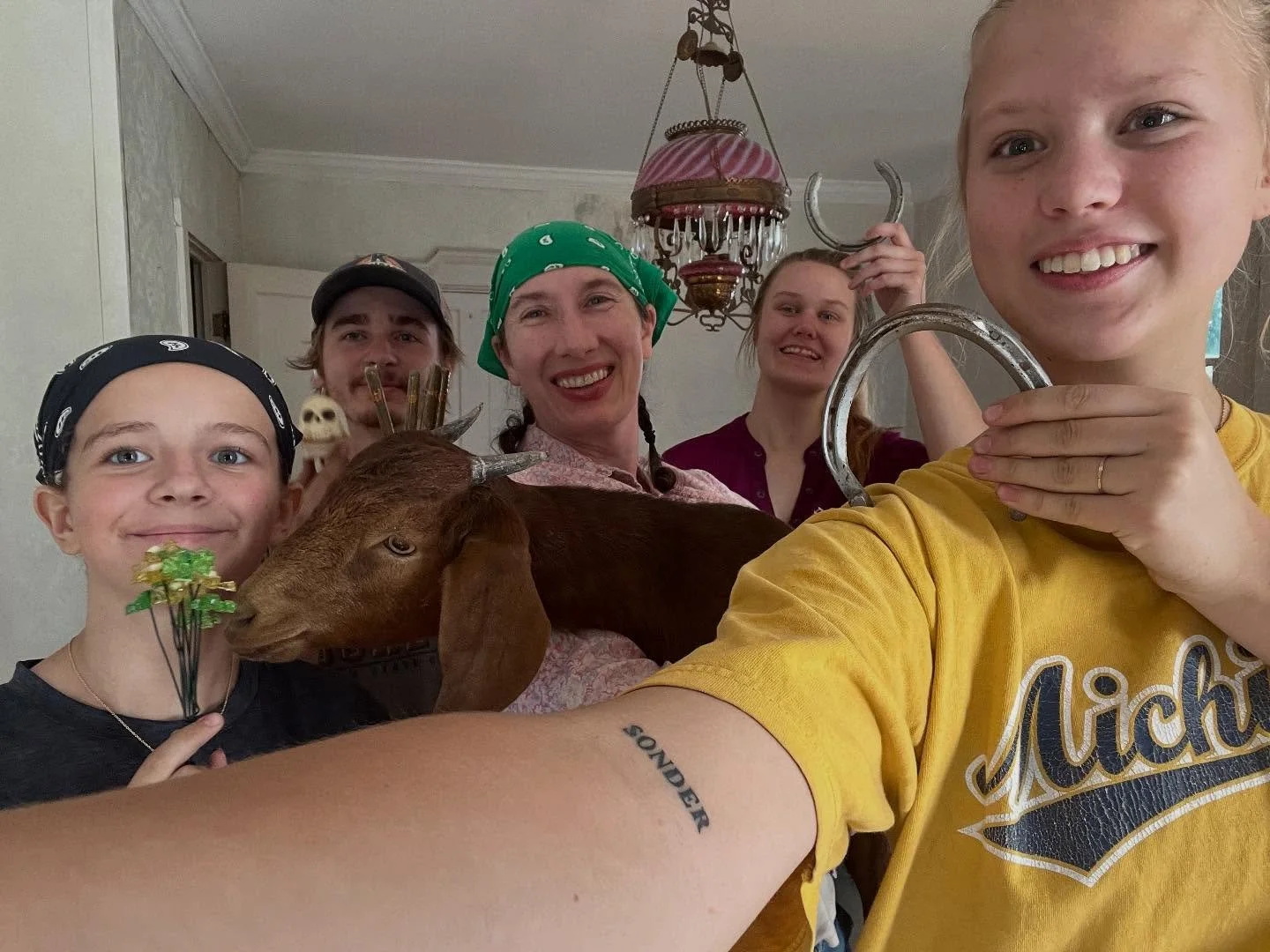 The most amazing people are part of Harrison Farm!  Thank you to Maddie, Austin, Allysia, Evelyn, Elsa, and Pei for helping to clean the front of the farmhouse and prepare to exhibit my great-grandmother&rsquo;s button art.  We are excited to host gu