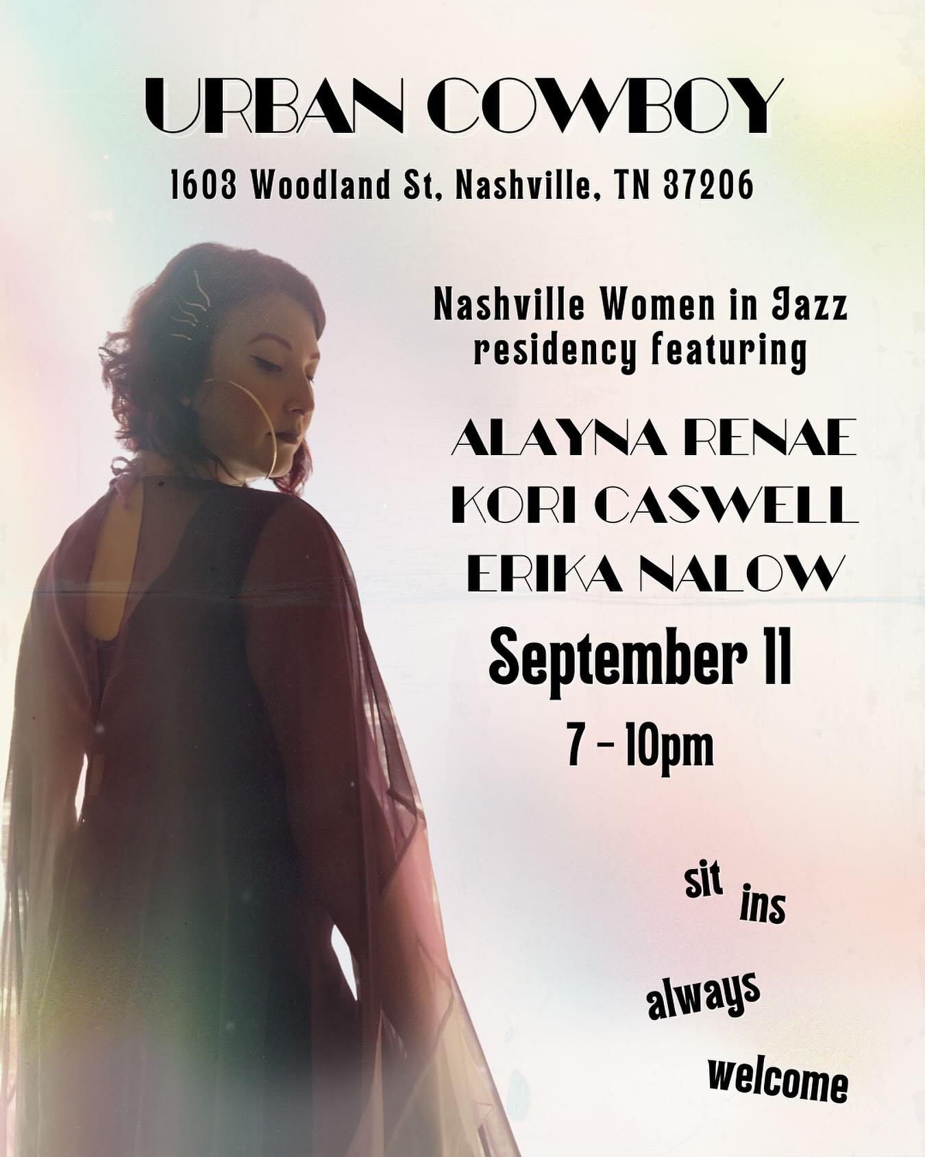 @urbancowboy_nashville thursday 7-10pm
with @kori.caswell &amp; @erikanalow 

sit ins always welcome !