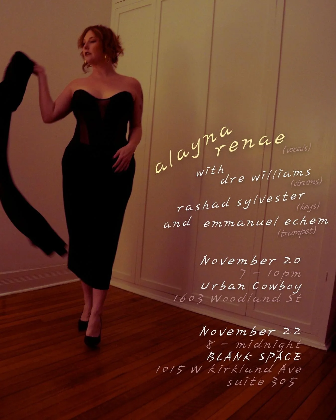 I&rsquo;m singing this week and celebrating the upcoming release of a song I recorded 3 years ago 🫣 . . . two chances to hear it live this week  Nov 20  7 - 10pm Urban Cowboy 1603 Woodland St w/ @soundsbyshad &amp; @drewillplay
 Nov 22  8 - midnight