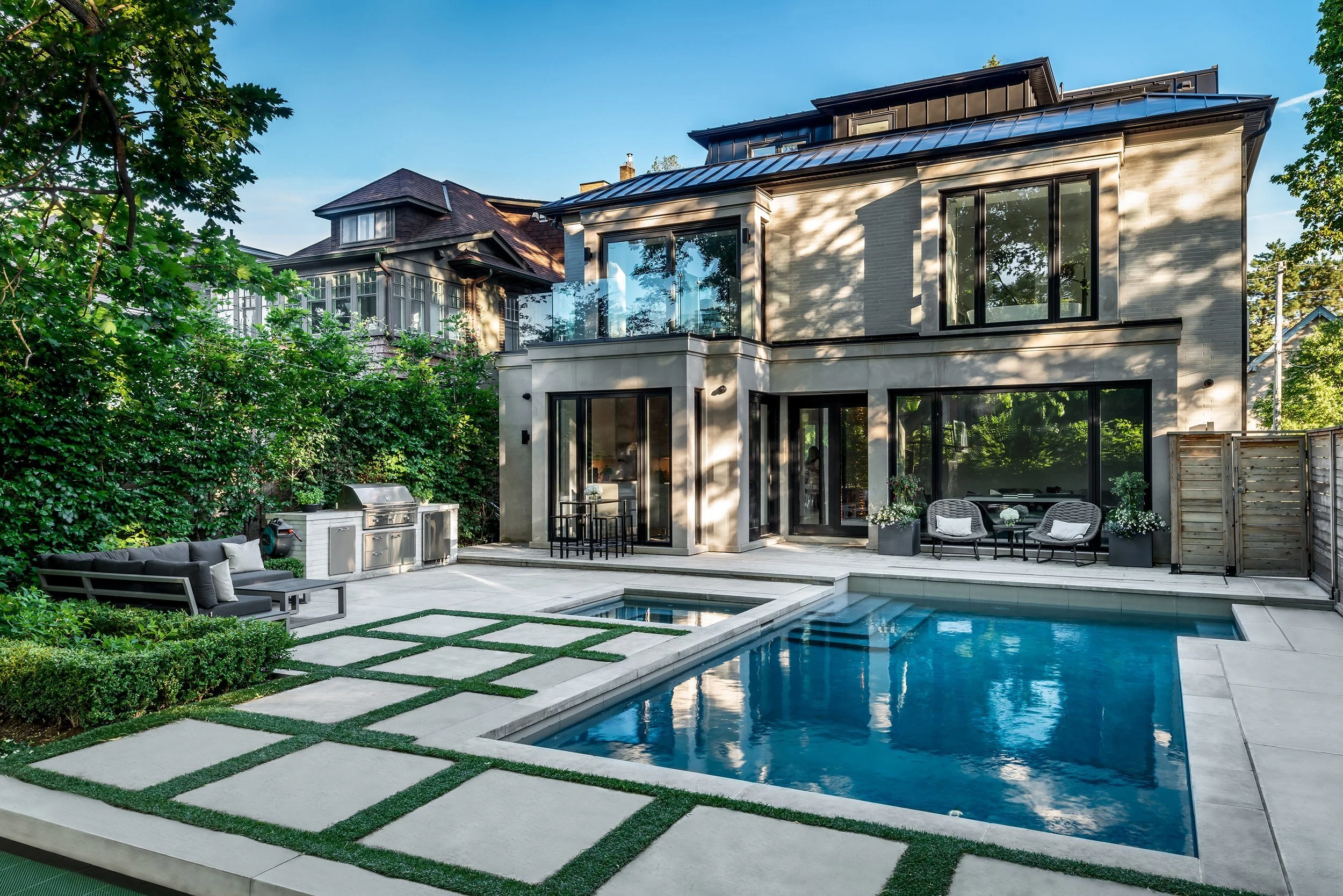 Toronto - Back Yard - Diamond Turf Paving around Pool, Modern English Garden.jpg