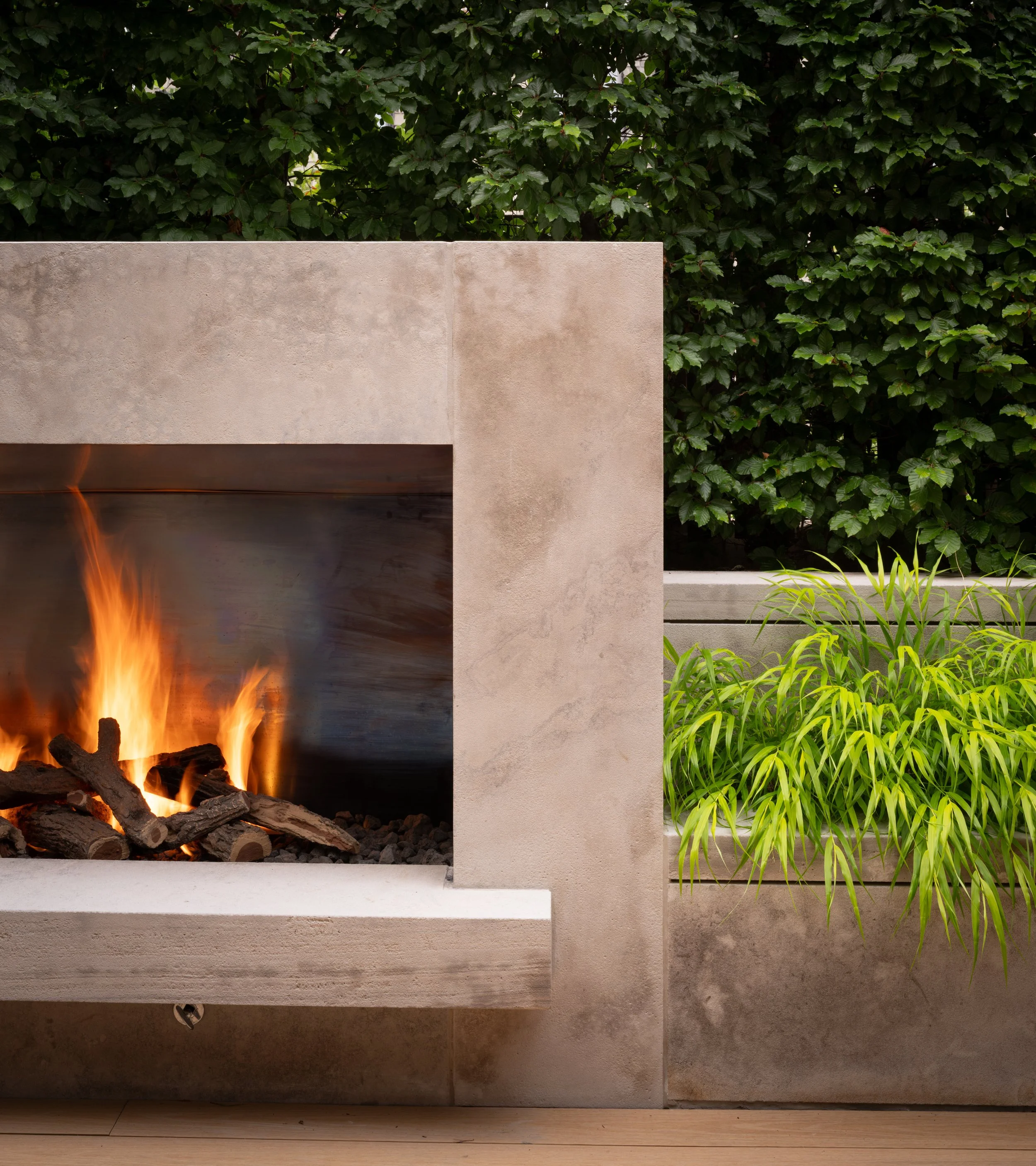 Toronto - Algonquin Limestone Sandblast Finish Fireplace, Linzel Crossfire, Remote Gas Fireplace.jpg