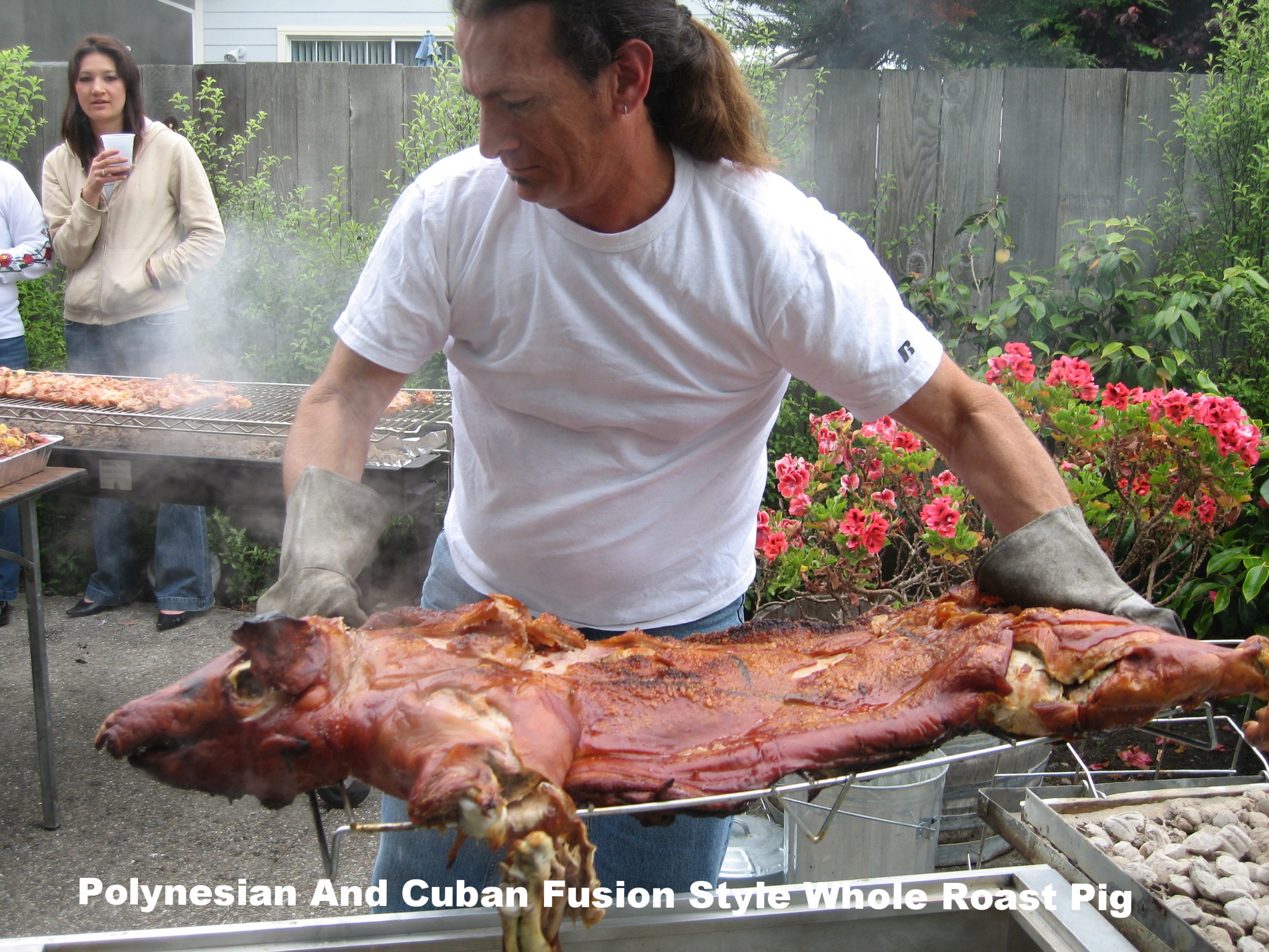 Roasted 100lb whole pig, 50 people minimum cooked onsite..