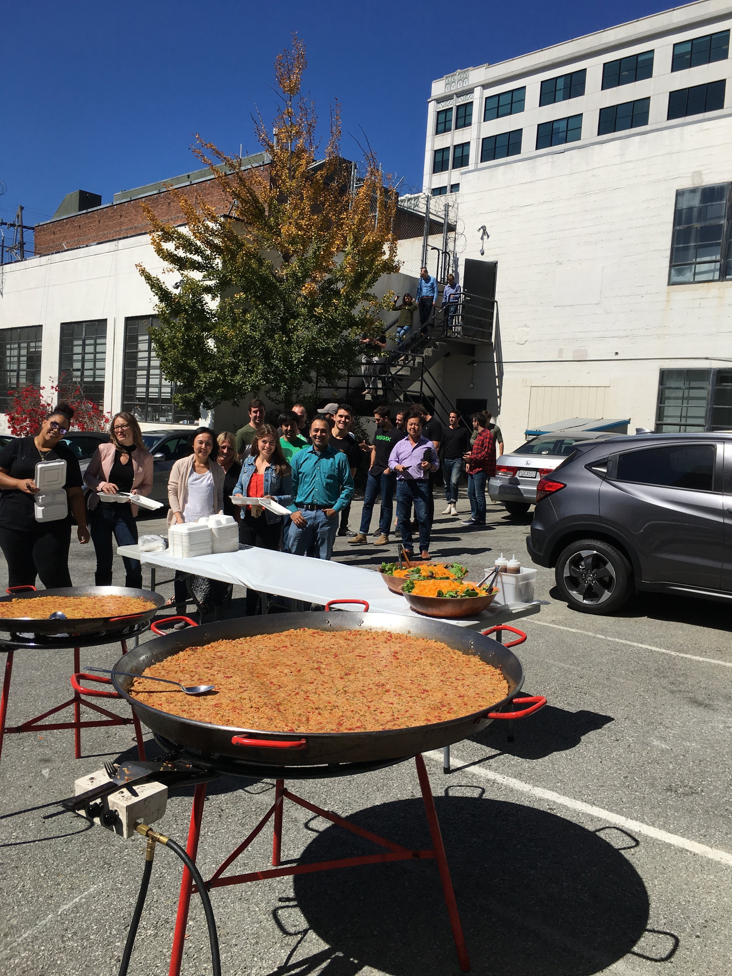 Celebration company lunch in there parking lot