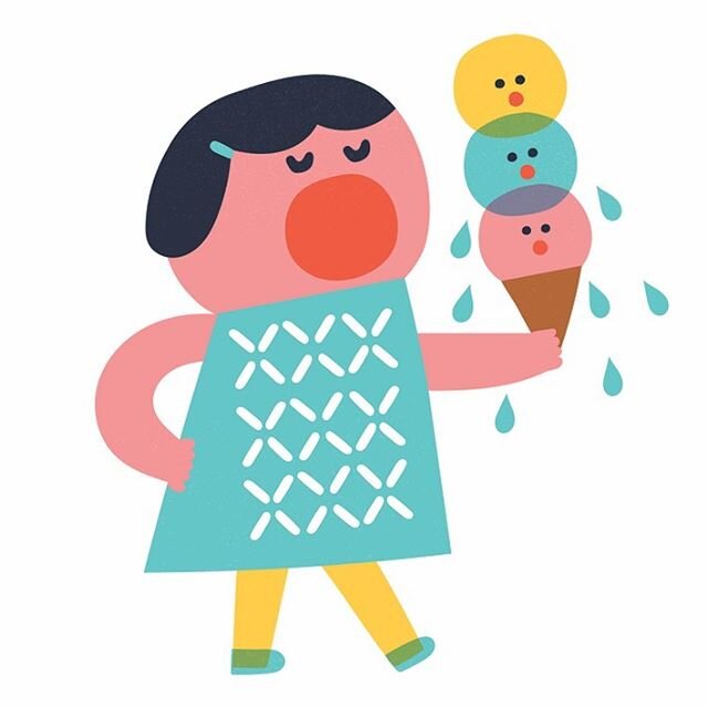 Triple ice cream for Monday:) #summer#icecream #hsinpingpan #illustration#monday