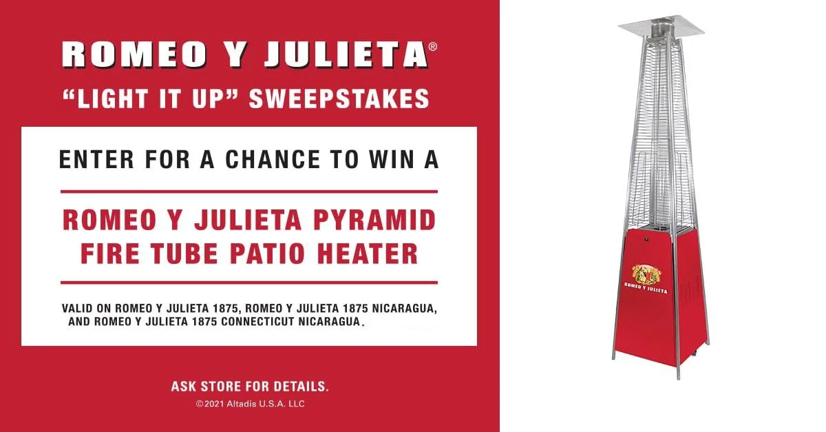 🍂 Brisker weather has been moving in to Central PA -- and our Romeo y Julieta Pyramid Fire Tube Patio Heater raffle is just what you need to enjoy autumn in style!

Buy any of our excellent selection of @romeoyjulieta_usa cigars to be entered. Drawi