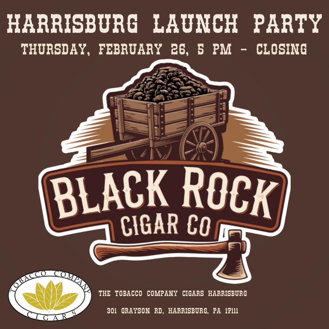 Meet the founders of @blackrockcigarco on #TCoThursday, February 26, 2026, starting at 5PM at our #Harrisburg location.

The Tobacco Company Cigars&rsquo; own Barry Ulsh and co-founder Jim Janovich will be launching the Black Rock Cigar Co. brand in 