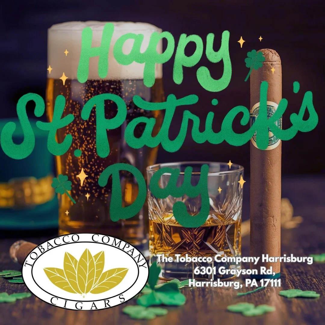 Enjoy this snowy St. Patrick's Day at The Tobacco Company Harrisburg! ❄️☘️

Today, Tuesday, March 17, 2026, at our #Harrisburg lounge only: ALL day long we'll be offering customers a pint of beer or a shot of Irish whiskey on the house. Sl&aacute;int