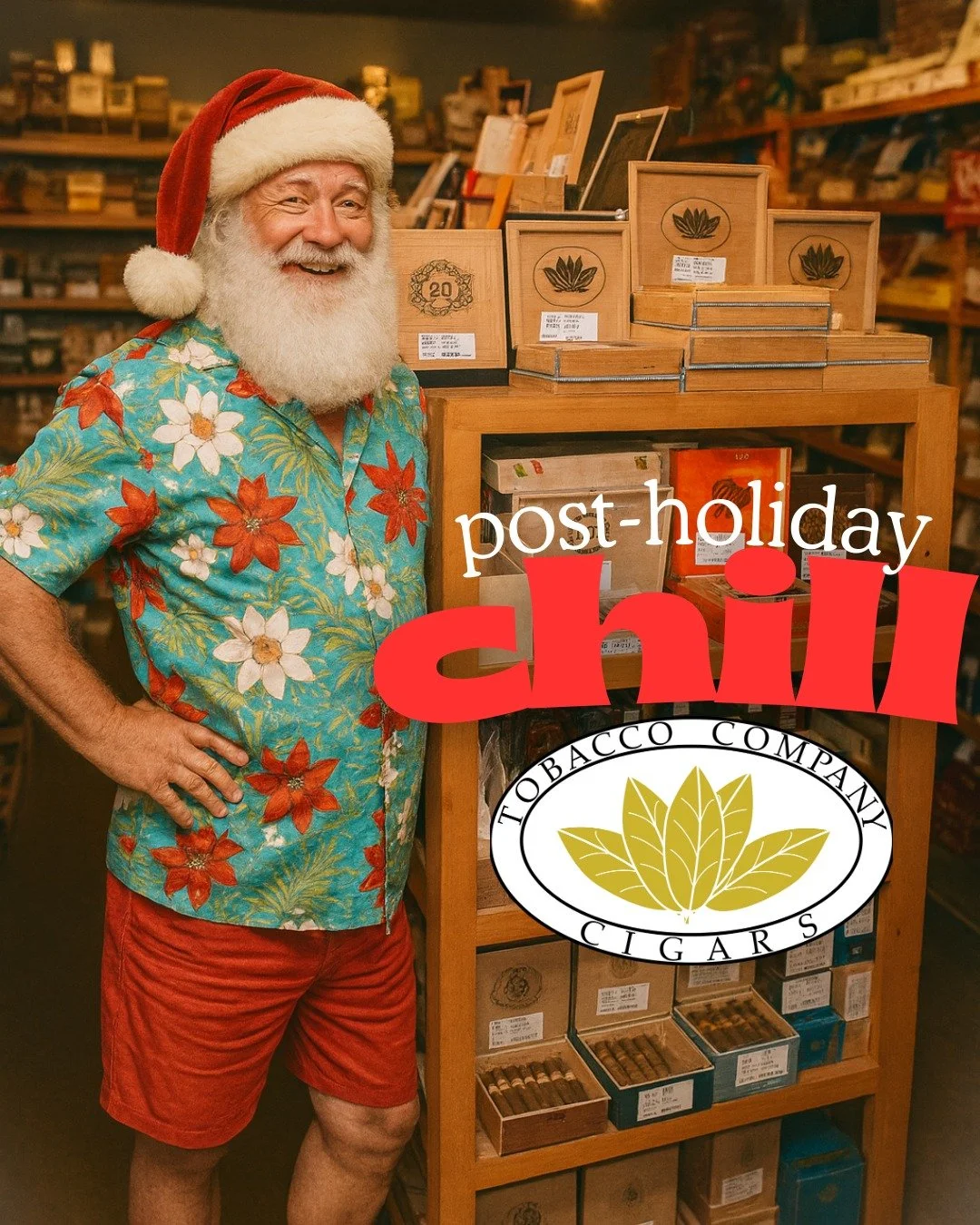Whew. As the holiday craziness settles down, it's time to take a REAL break and relax with us. 

Visit our walk-in humidors in #Lemoyne and #Harrisburg. It's always balmy in here because we want to keep you -- and our thousands of premium cigars -- a