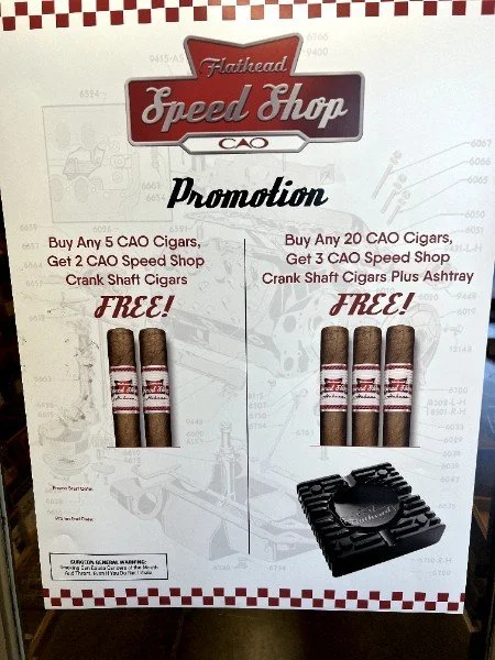 We're racing towards spring with our @caocigars Flathead Speed Shop promo.

🏎️💨 Get any 5 CAO cigars and get 2 CAO Speed Shop Crank Shaft cigars free!
🏎️💨 Get any 20 CAO cigars and get 3 CAO Speed Shop Crank Shaft cigars PLUS a CAO ashtray free!
