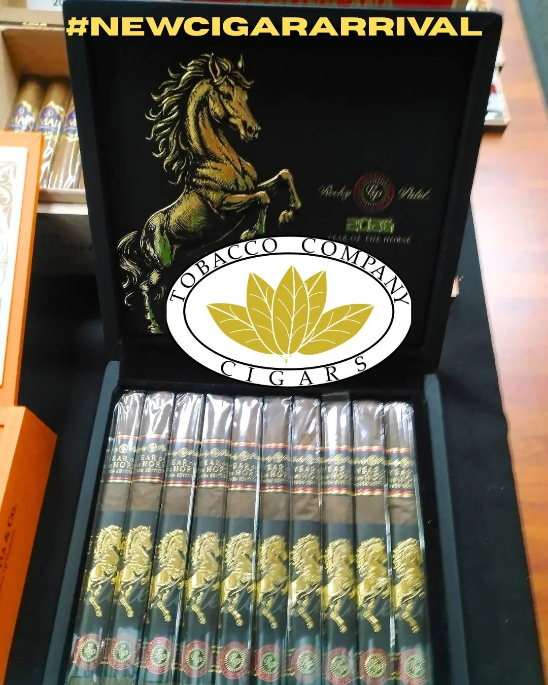 #NewCigarArrival 🐎🥇 The Rocky Patel Premium Cigars Year of the Horse has galloped into our #Lemoyne and #Harrisburg walk-in humidors.

"This limited-edition, box-pressed Churchill (7 x 48) is handcrafted at the Rocky Patel factory in Nicaragua