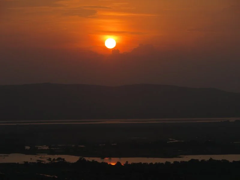 Sunset over the Irawaddy river from Mandalay Hill