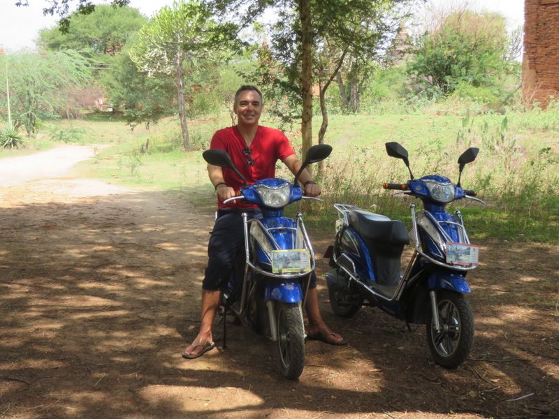Electric scooters cost about $4 a day each and are by the best way to get off the beaten track. Note: Iain bought some longer pants, as wearing shorts in the entire area is considered disrespectful. 