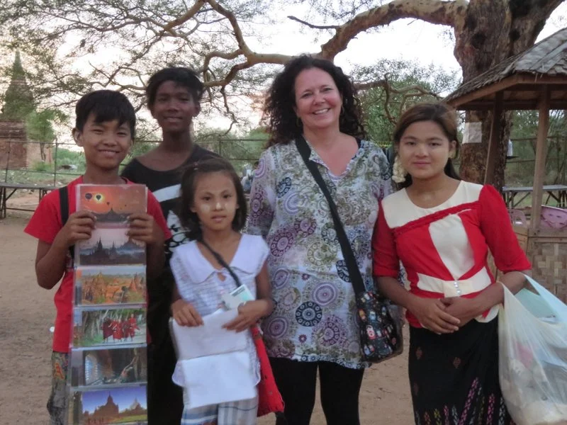 At most of the larger temples there are lots of children, and a few adults who are very anxious to sell you postcards and nicknacks. They are usually good-natured and if we bought a few trinkets we always asked for photographs