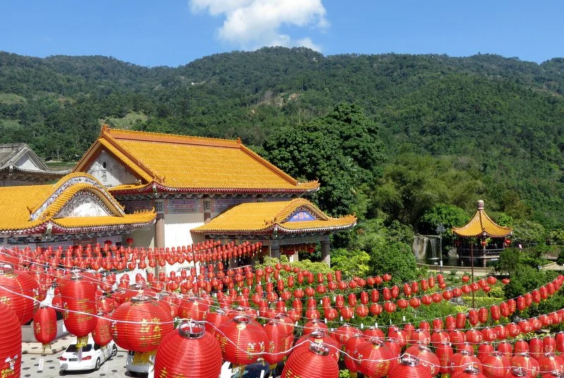 The temple is set against a backdrop of lush jungle