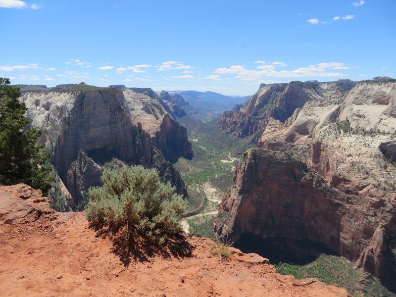 View from the top looking down on Angels Landing
