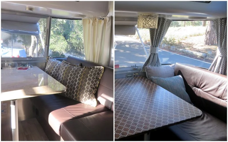 We replaced the laminate table, drapes and added lights to the dinette