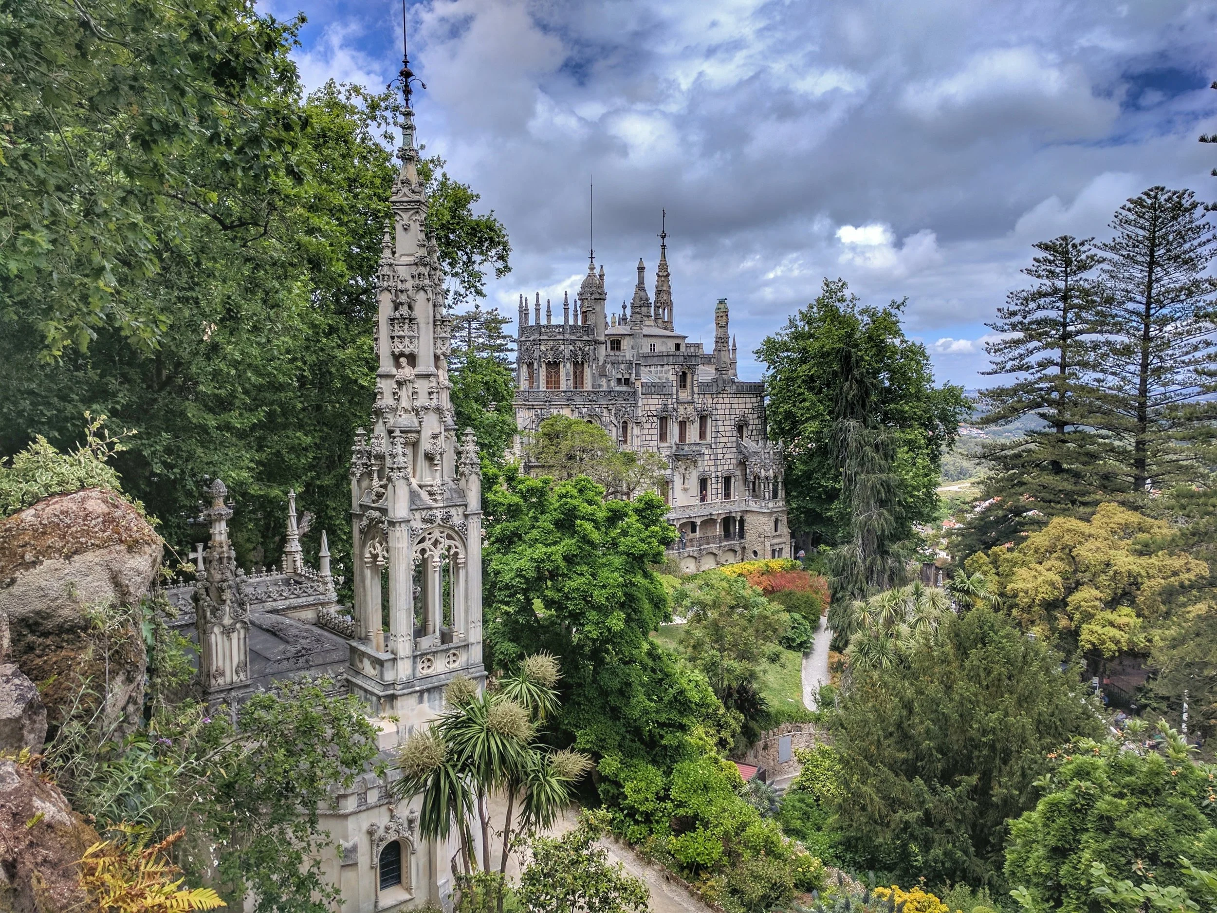 The incredible Quinta da Regalaira chapel and house in the background
