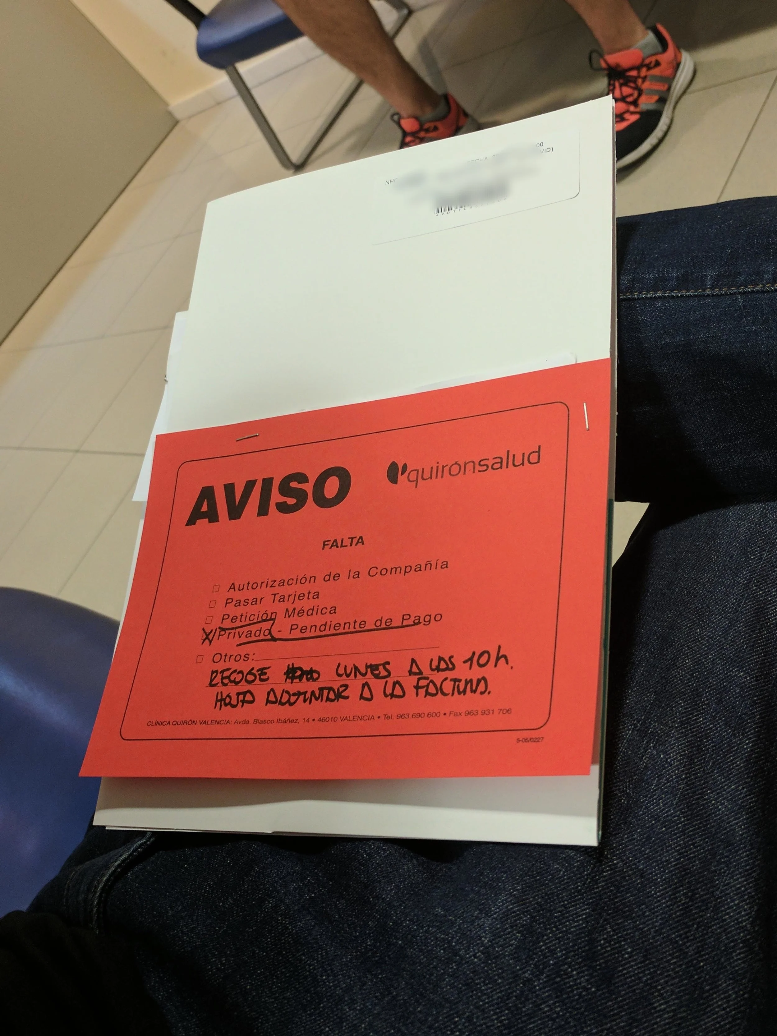 The packet of paperwork we carried around from department to department