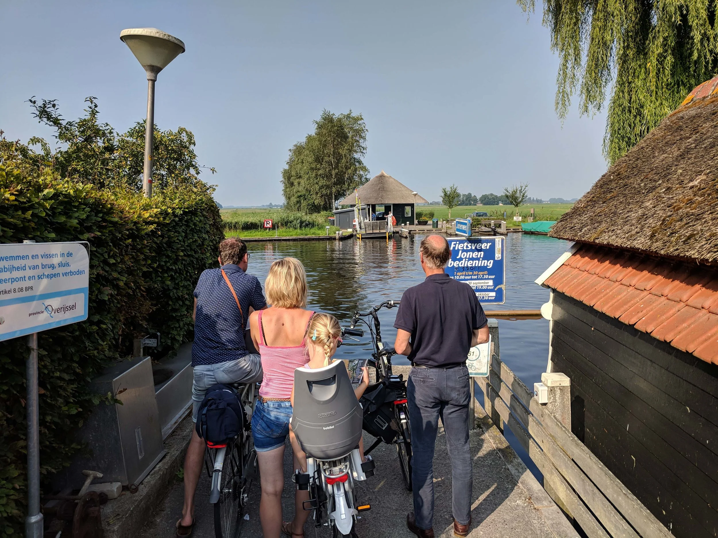 Along with our fellow passengers, we surprisingly find a boat on our cycle path