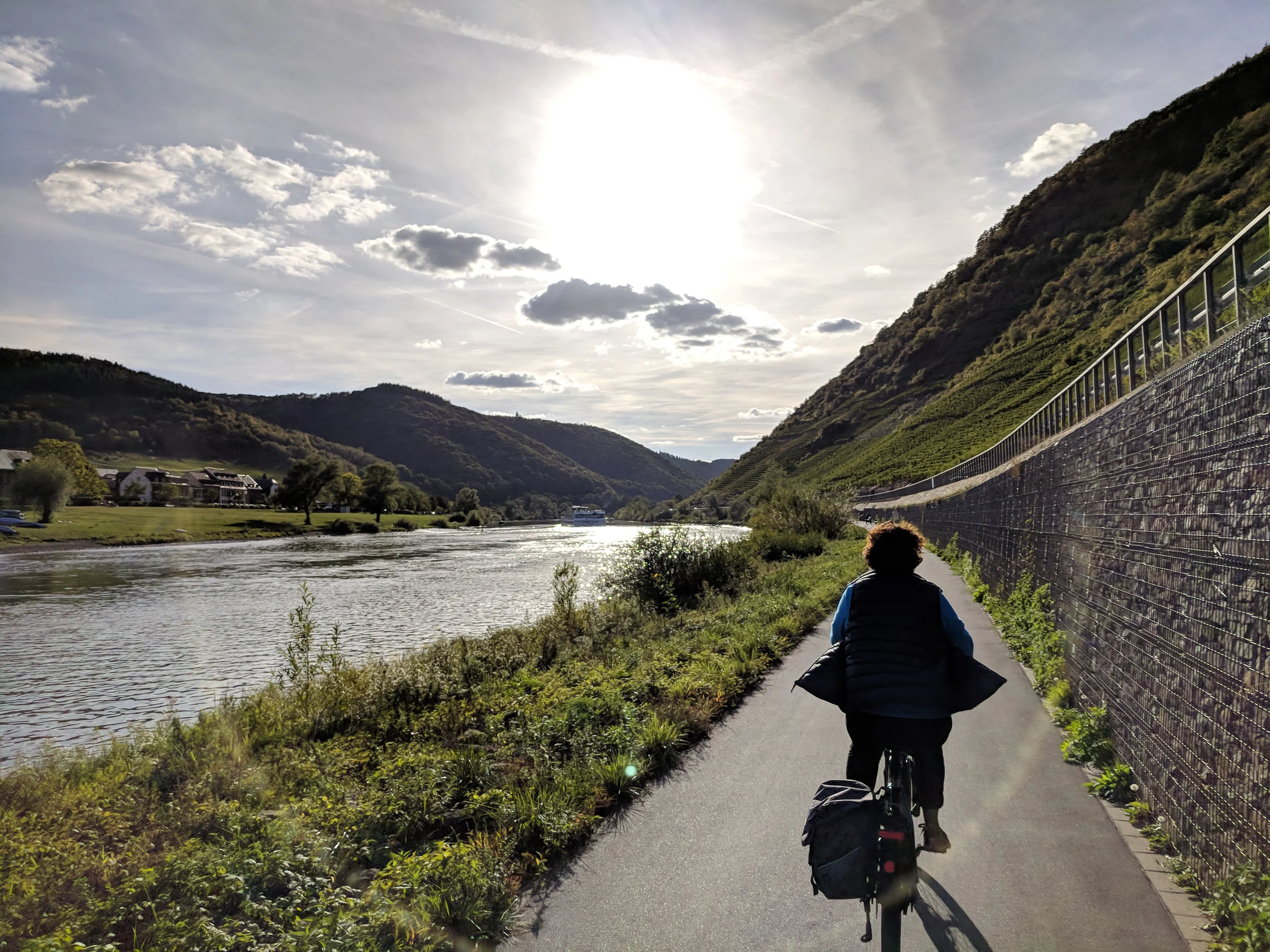 There are cycle paths along both sides of the river