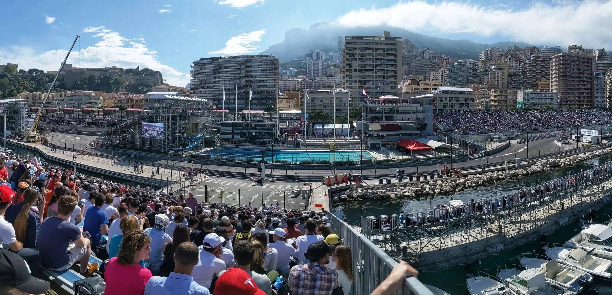 Panoramic view of Monaco from our race seats