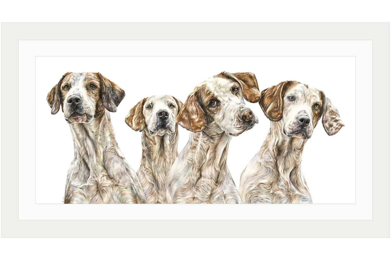Foxhounds "All Ears" | Limited Edition Print by Fine Artist Kate Simpson - Mounted