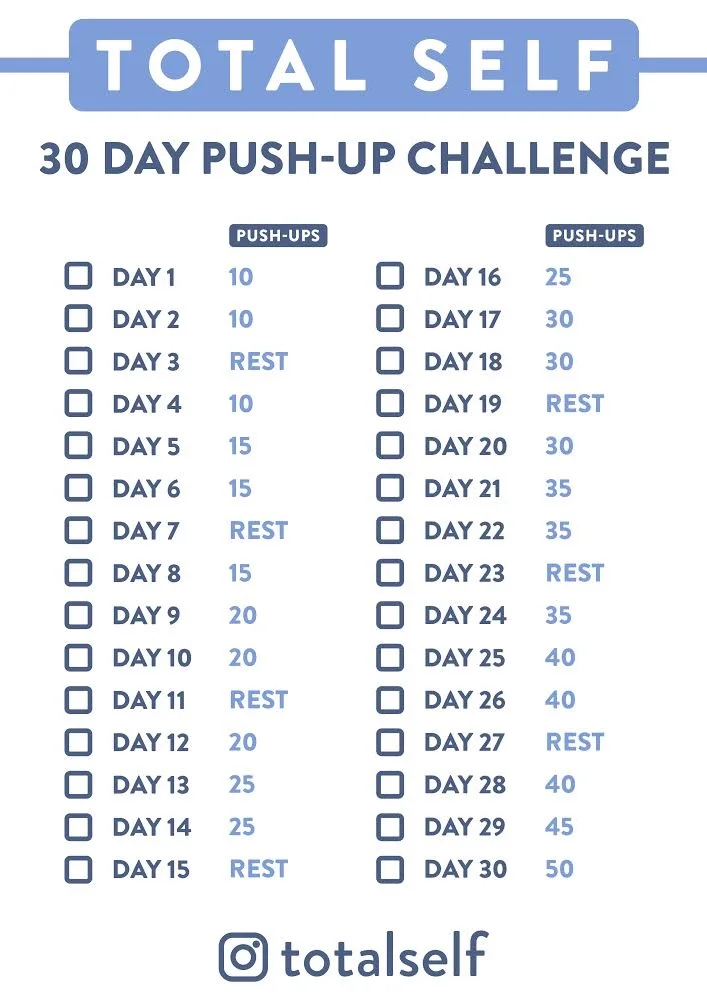 30 Day Push Up Challenge Total Self