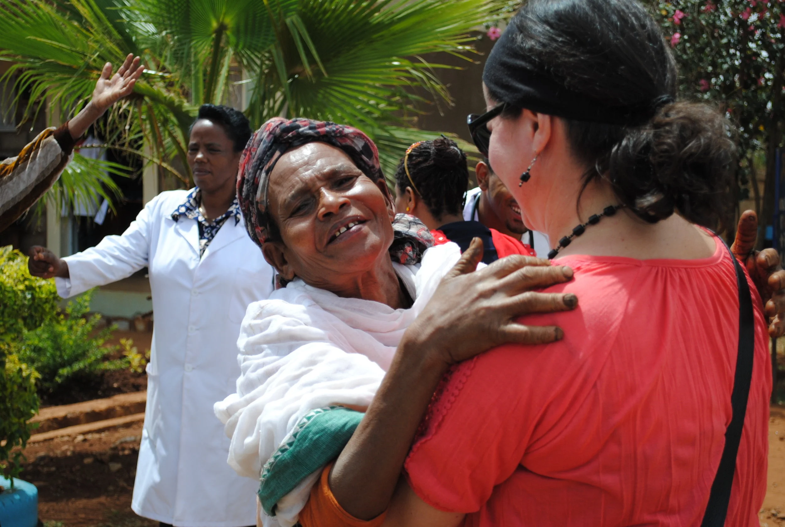 Shelley Green greets Sulded, a woman who lives in Soddo, Ethiopia and needed the help of Mothers with a Heart for Ethiopia to correct a prolapsed uterus. So far the organization has sponsored 83 of those surgeries.