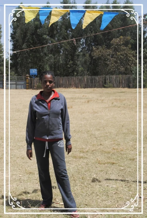 Alemitu Arga, a student at Gallo Shanto who was, at one time, wearing pyjamas to school because she had no suitable clothing.