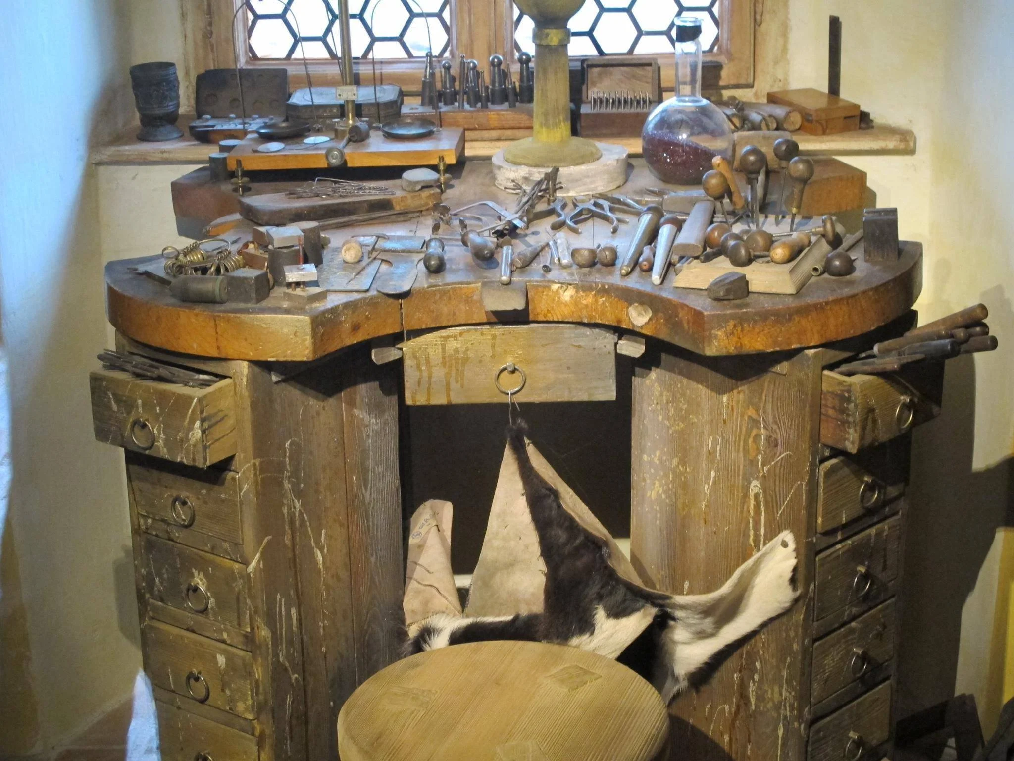This particular jewelers bench is at least 150 years old