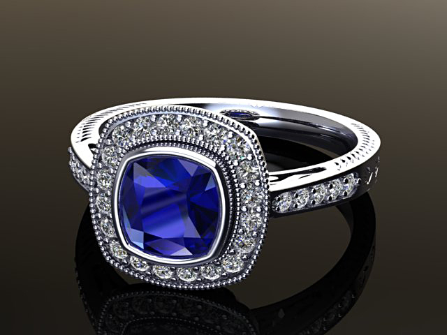 Sapphire and diamond engagement ring