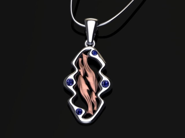 red and white gold whale pendant with sapphires