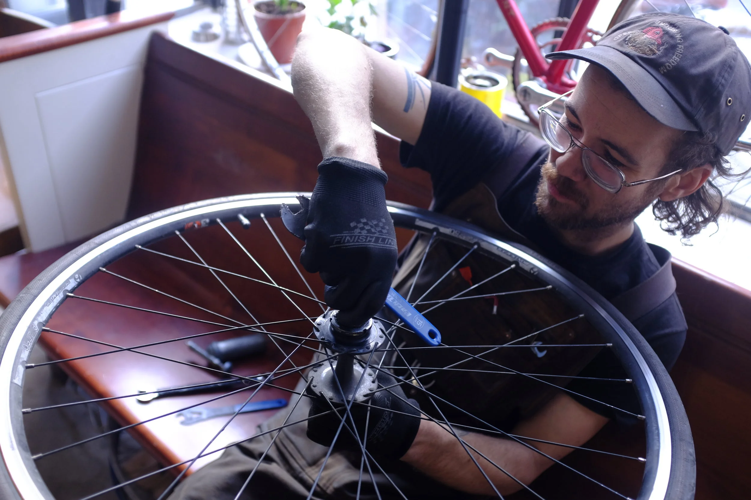  Jon working on a hub 