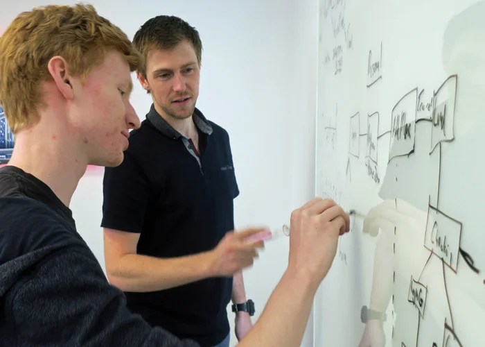 Gary and Sam Hall iterating the workflow of the app