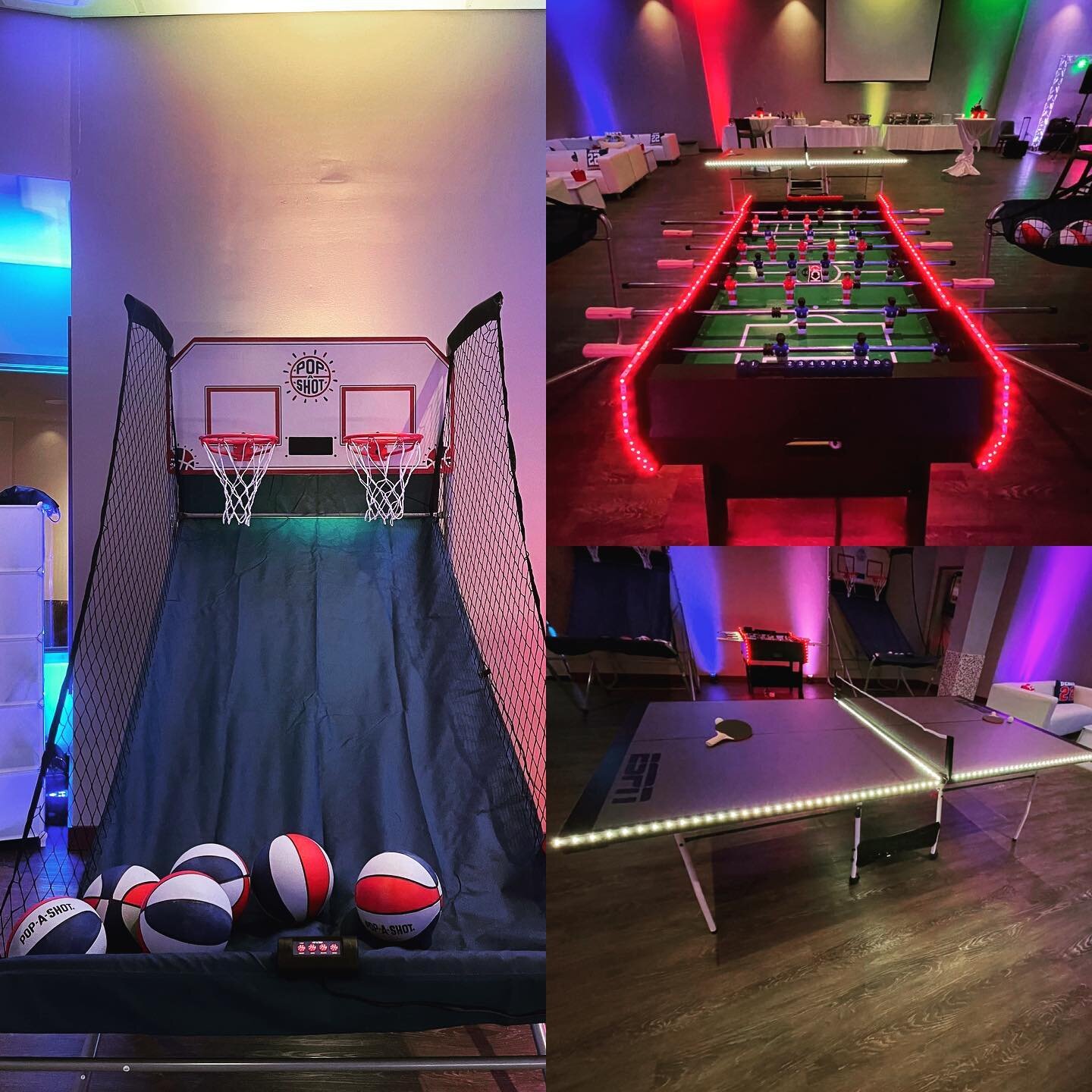 Game Rentals !
Basketball 🏀 
Ping pong 🏓 
Fuse-ball ⚽️ 

Jazz it up with led lights 💡!