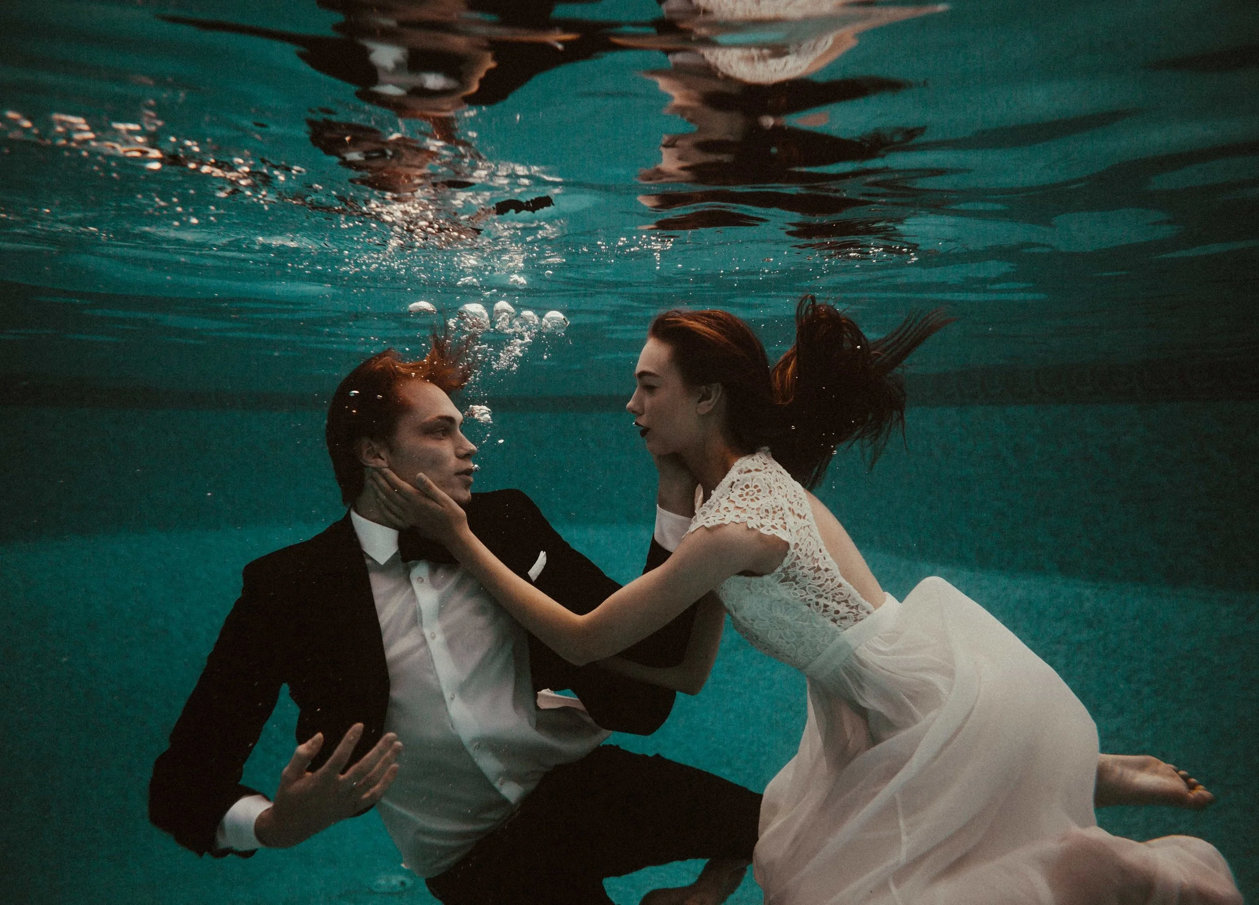 Stylized Couple's Pool Shoot