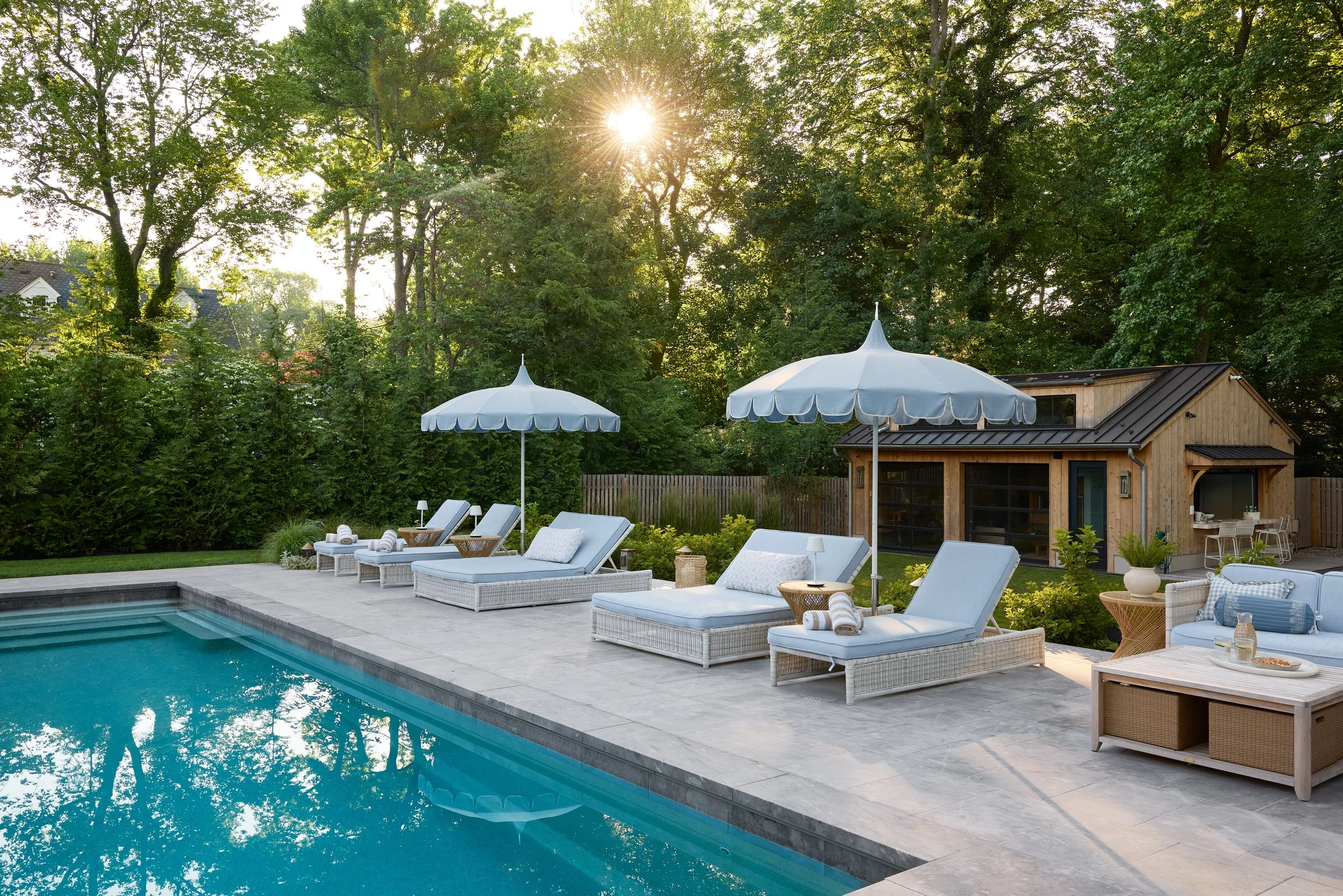Shed, pool and lounging are in luxury backyard in Westfield NJ new construction home.jpg
